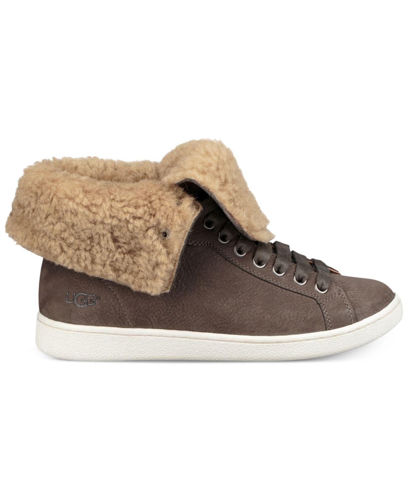 UGG Fur Starlyn High-top Lace-up Sneaker in Brown - Lyst