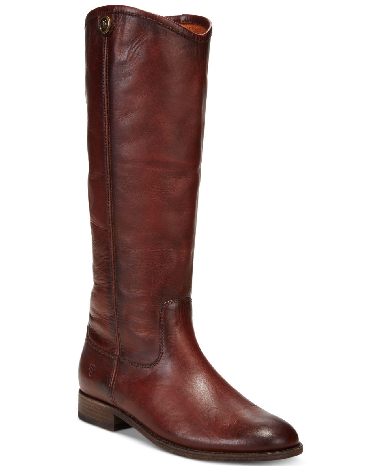 Frye Melissa Button 2 Wide-calf Tall Leather Boots in Dark Red (Red) - Lyst