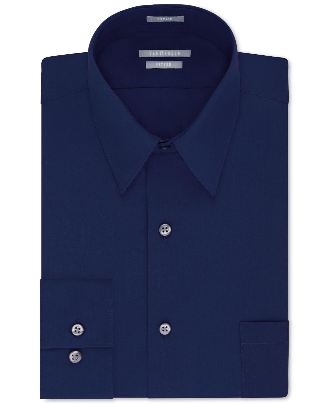 Van Heusen Cotton Athletic Fit Poplin Dress Shirt in Blue for Men - Lyst