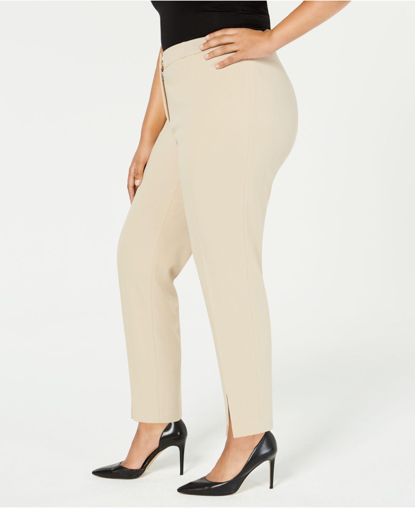 pink split hem pants