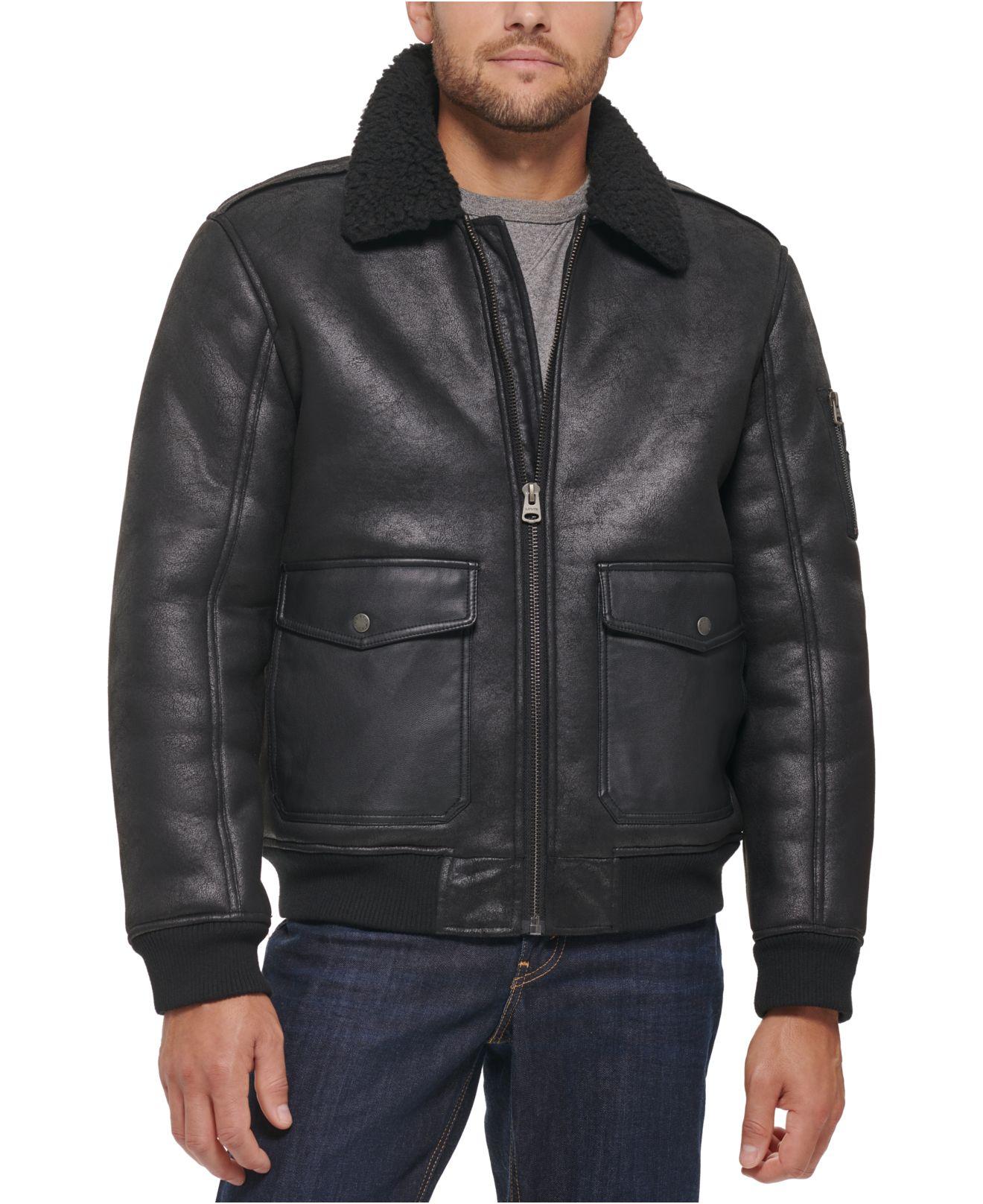 Levi's Faux Shearling Aviator Bomber Jacket in Black for Men Lyst