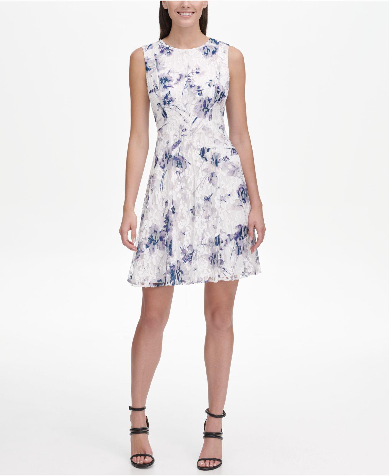 floral lace fit and flare dress