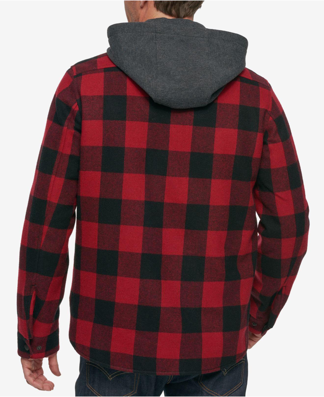 Download G.H.BASS Fleece Men's Buffalo Plaid Hooded Shirt Jacket in ...