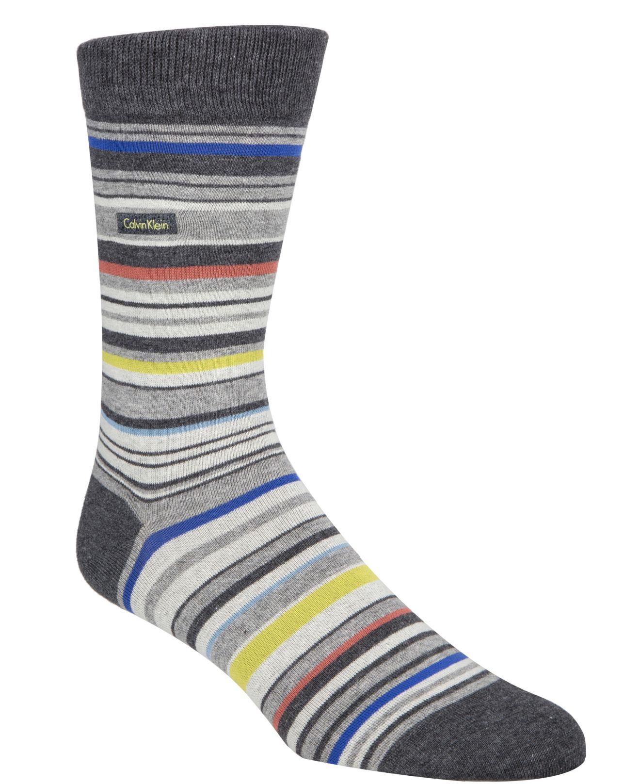 Calvin Klein Cotton Striped Crew Socks in Light Grey (Gray) for Men Lyst