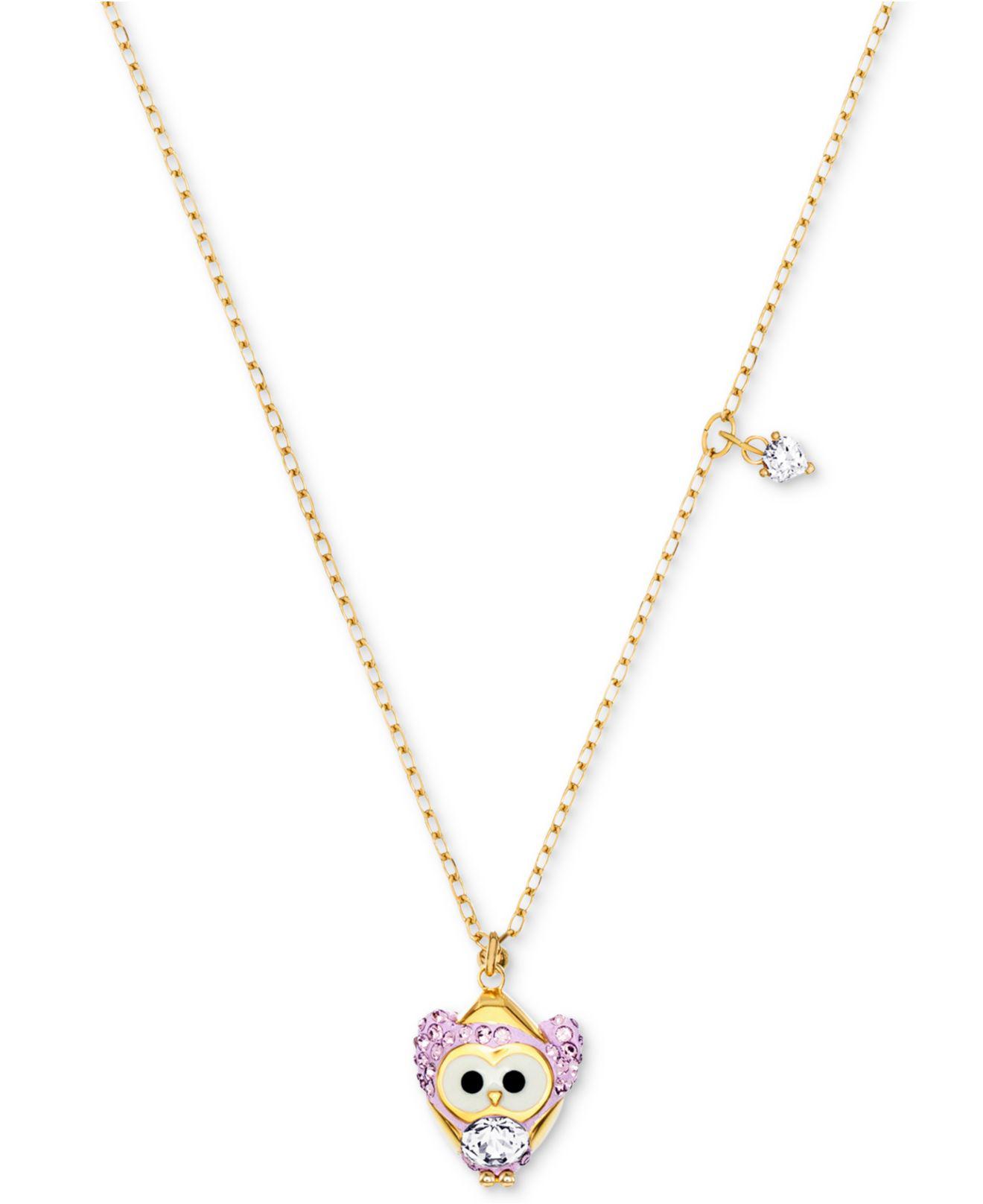 Swarovski Gold-tone Crystal Snow Owl Pendant Necklace, 14 ...