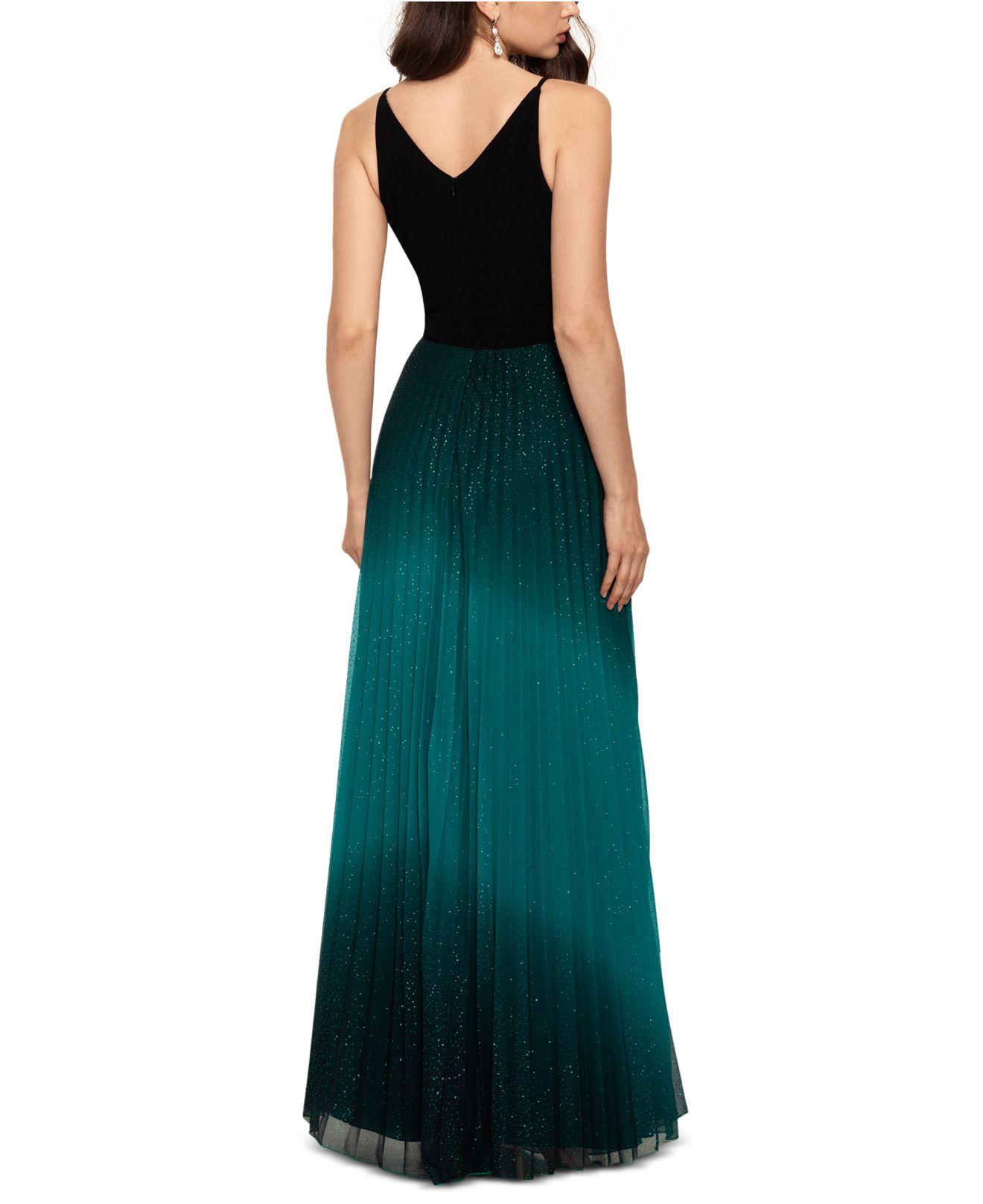 Betsy & Adam Synthetic Petite Pleated Glitterskirt Gown in Black/Teal