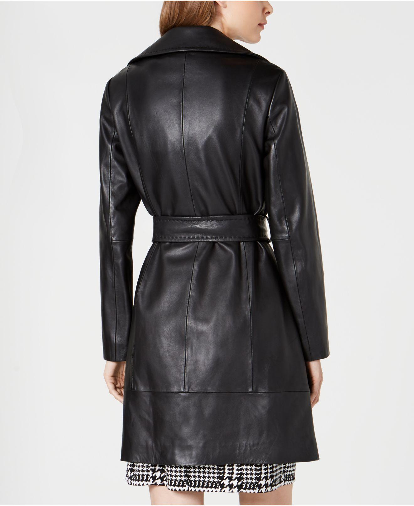 jones new york leather belted trench coat