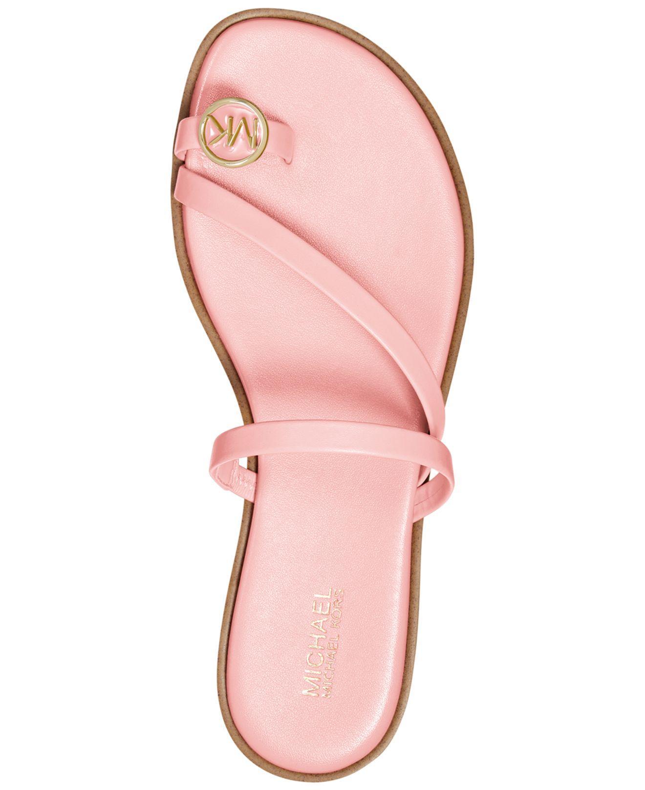 Michael Kors Leather Kors Letty Thong Sandals in Pink - Lyst