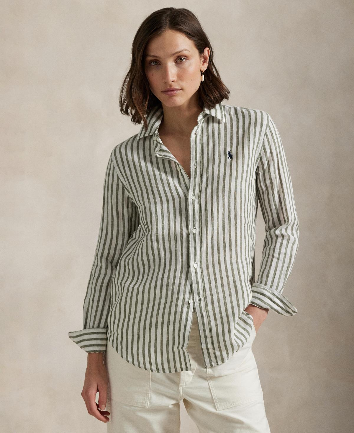Polo Ralph Lauren Classic-fit Striped Linen Shirt in Brown Lyst
