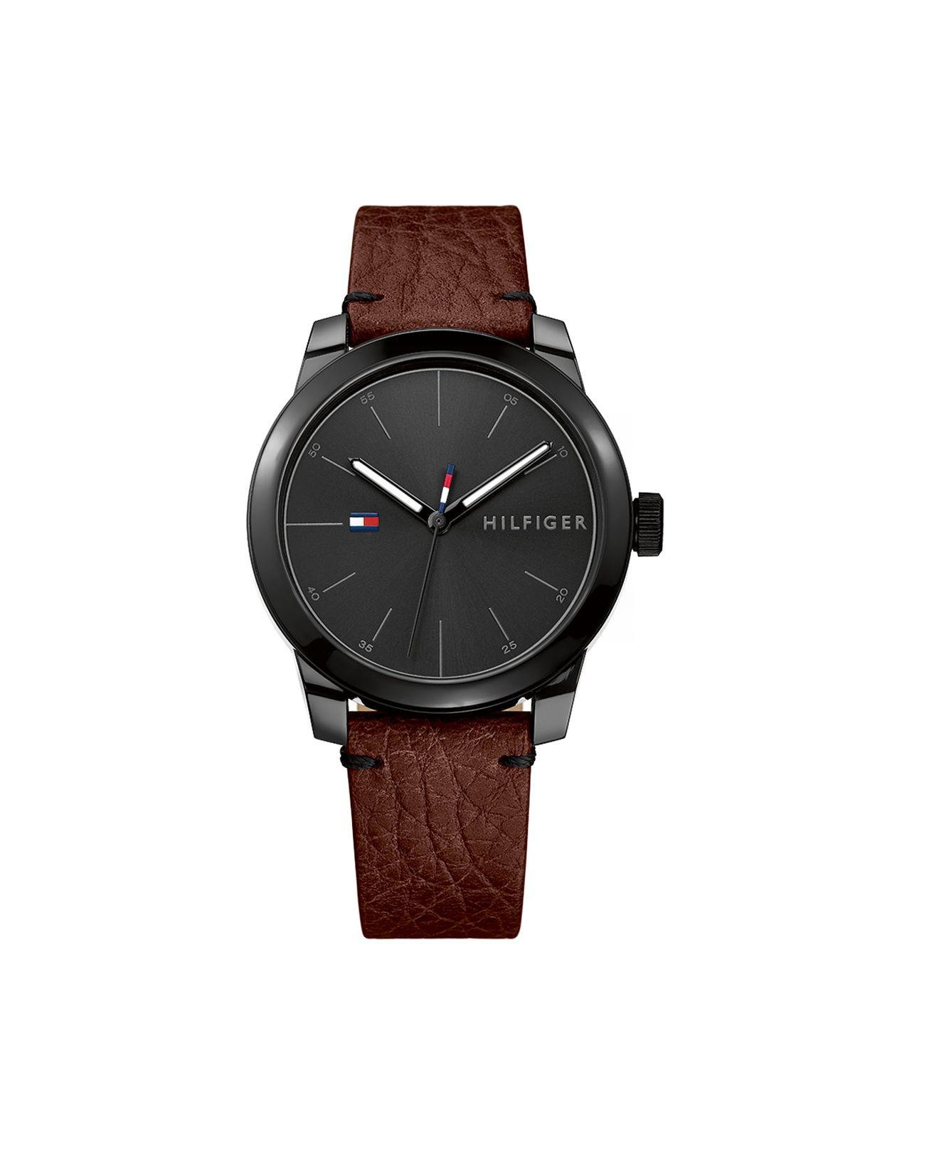 Tommy Hilfiger Men's Brown Leather Watch 42mm for Men - Lyst