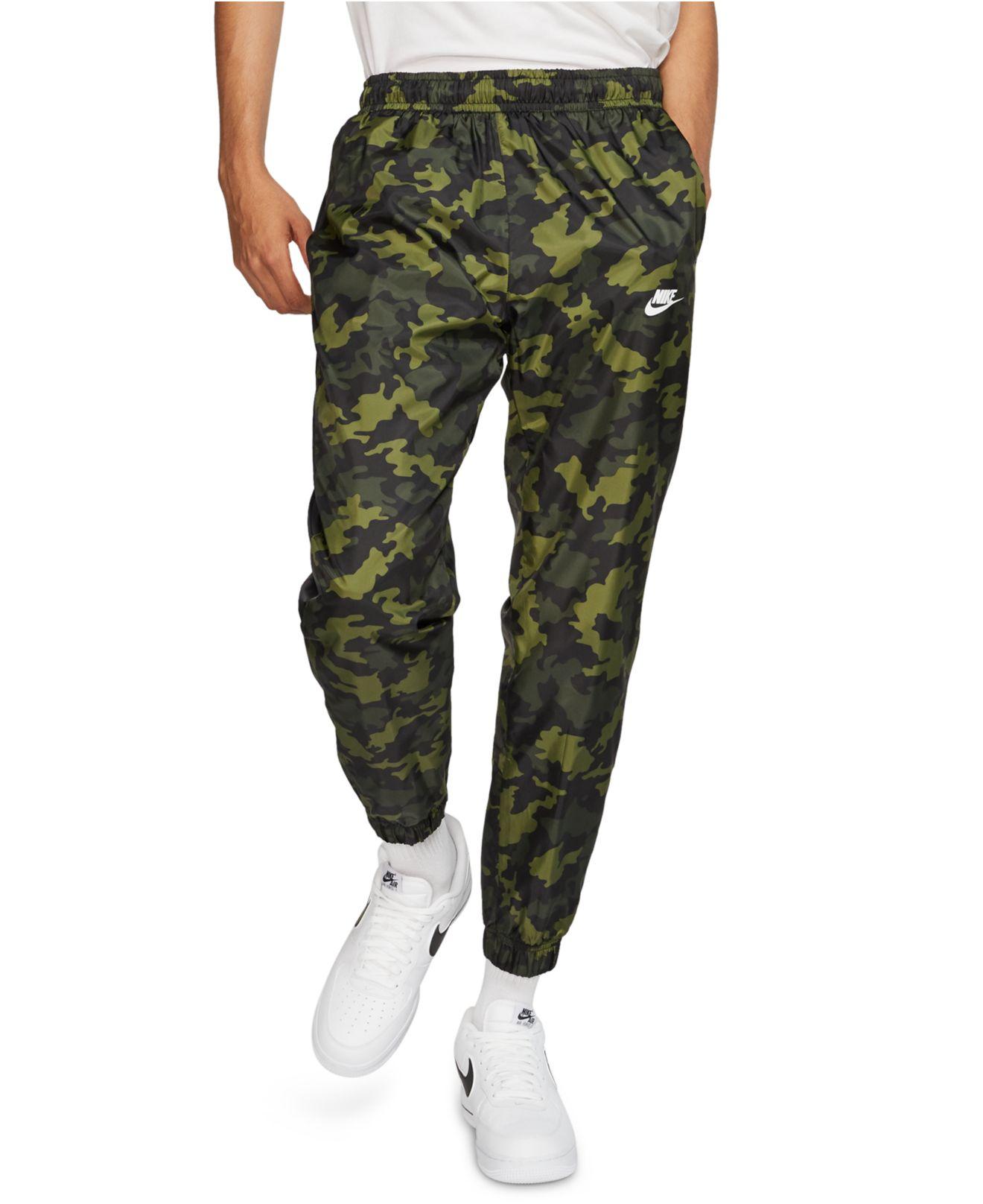Camo Woven Track Pants in Green for |