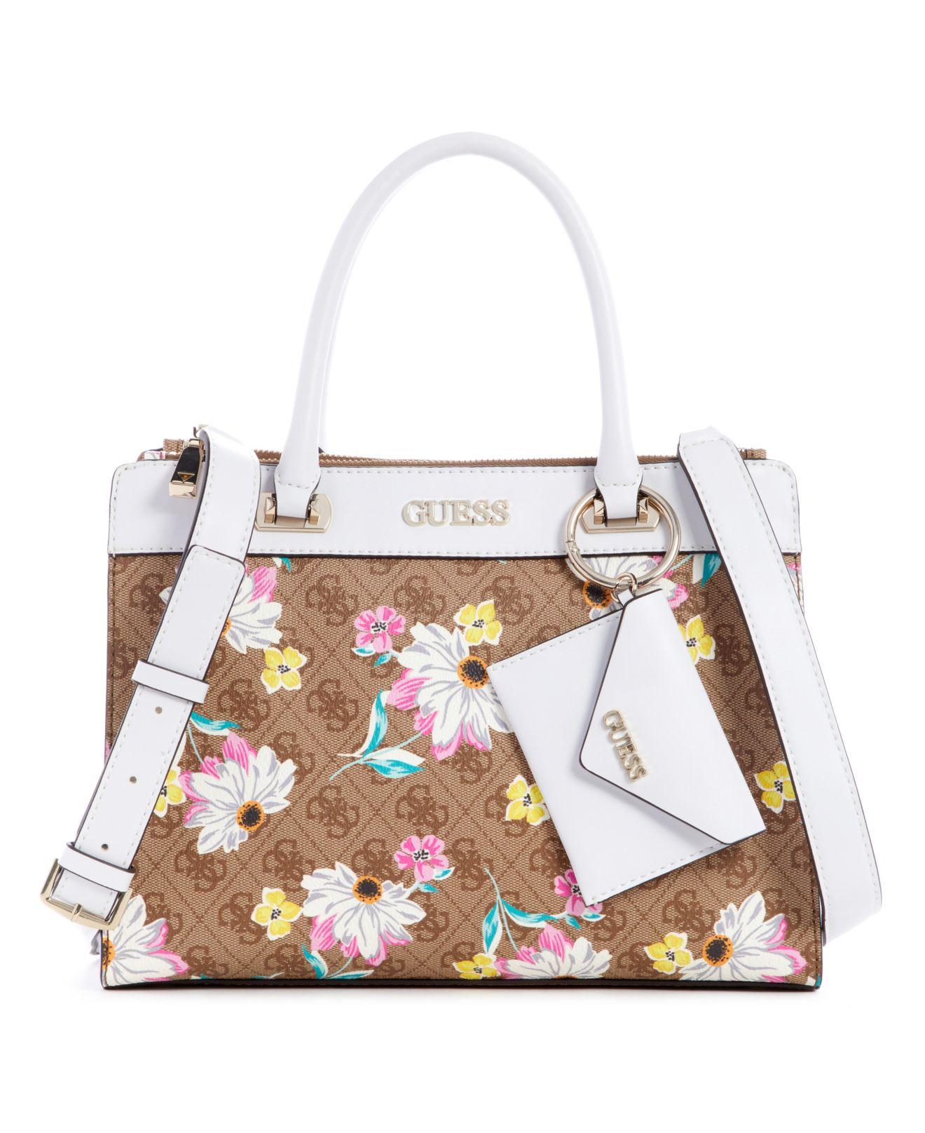 Guess Sosie Logo Floral Status Satchel | Lyst