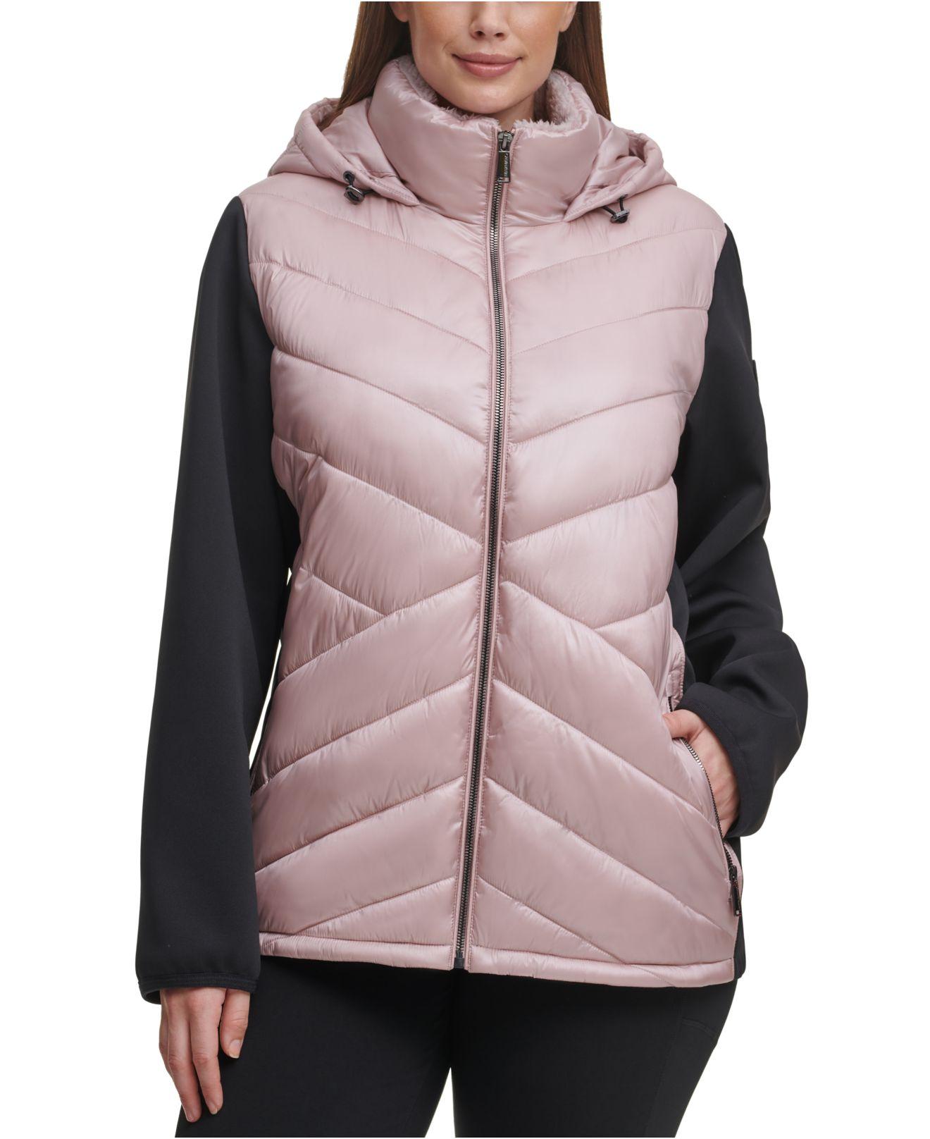 Calvin Klein Synthetic Performance Plus Size Hooded Jacket in Pink Lyst