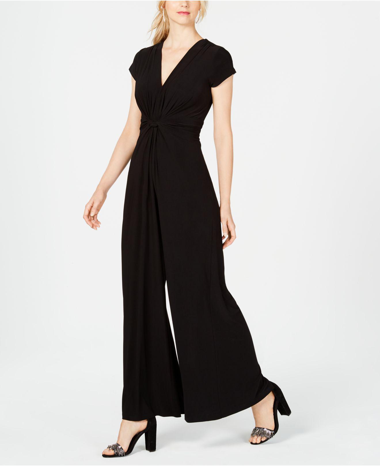 Vince Camuto Synthetic Twist-front Plunge Jumpsuit in Black - Lyst
