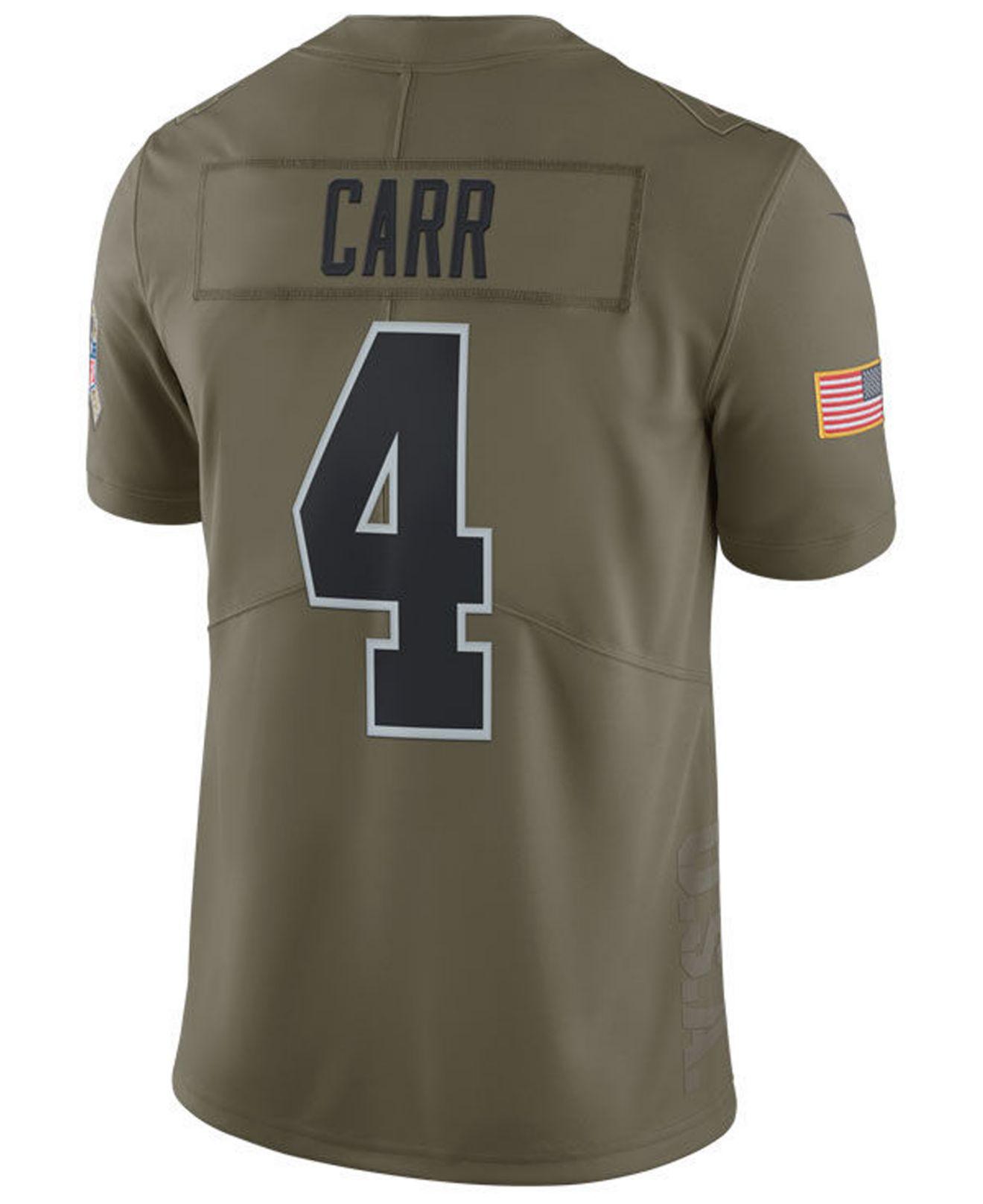 Nike Derek Carr Oakland Raiders Salute To Service Jersey in Green for ...
