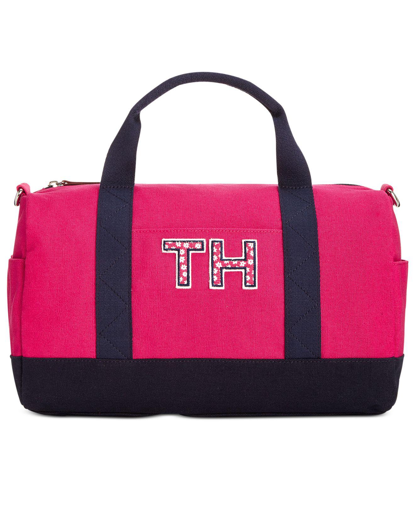 pink tommy hilfiger duffle bag