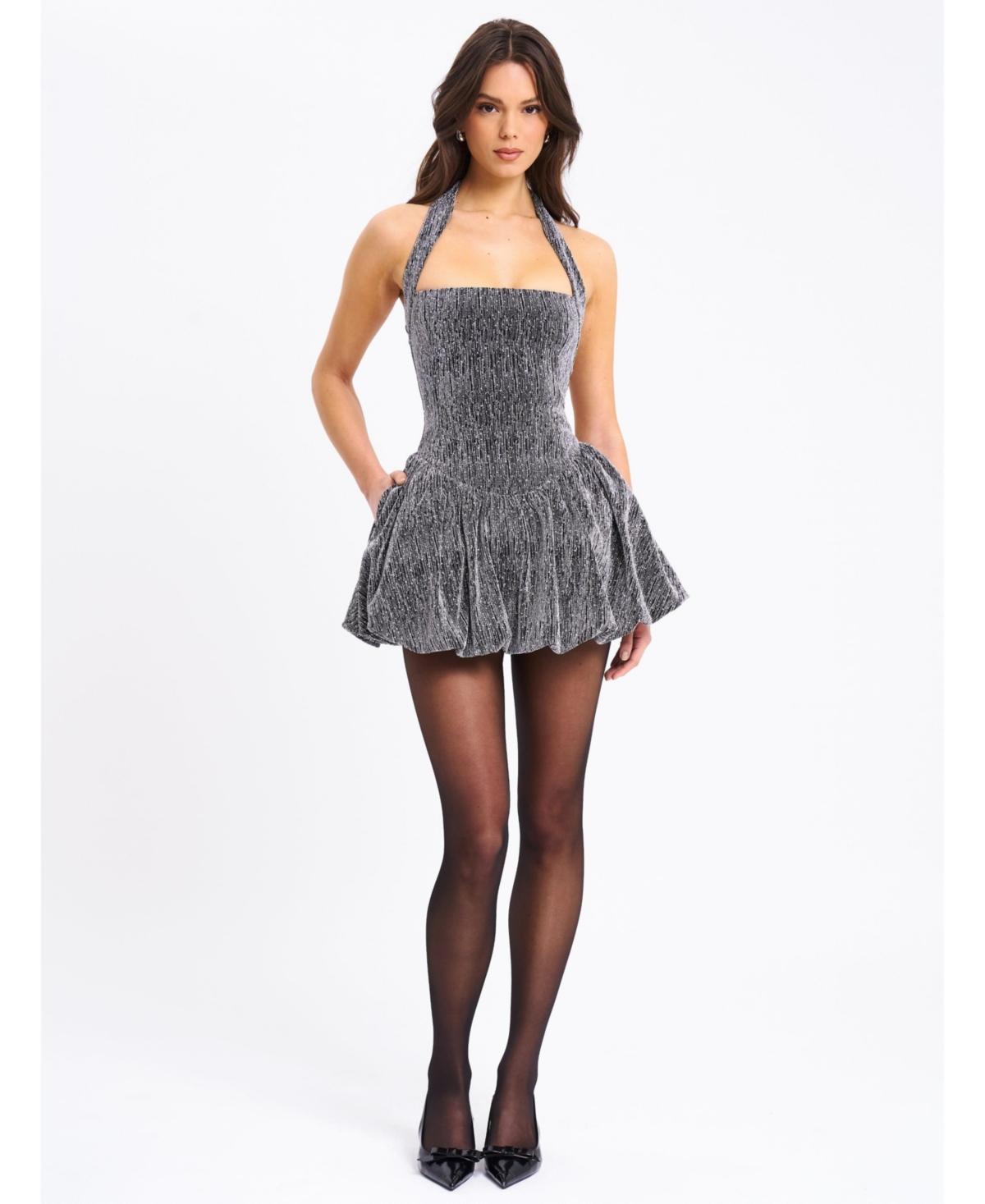 bubble hem halter dress Picture Perfect Bubble Hem Halter Dress (Black & White) main image 0