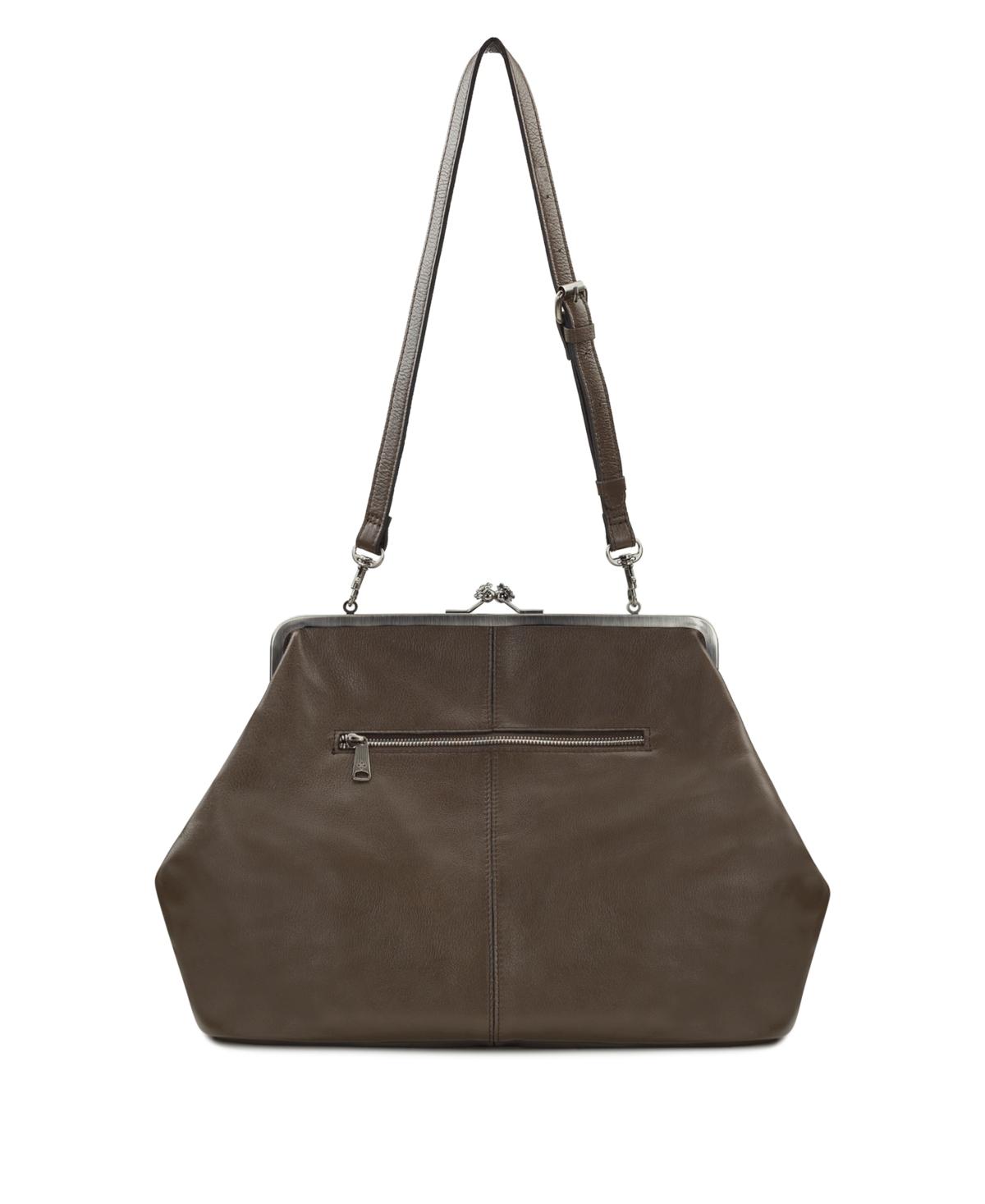 Patricia Nash Serafina Extra Large Leather Kisslock Bag in Brown