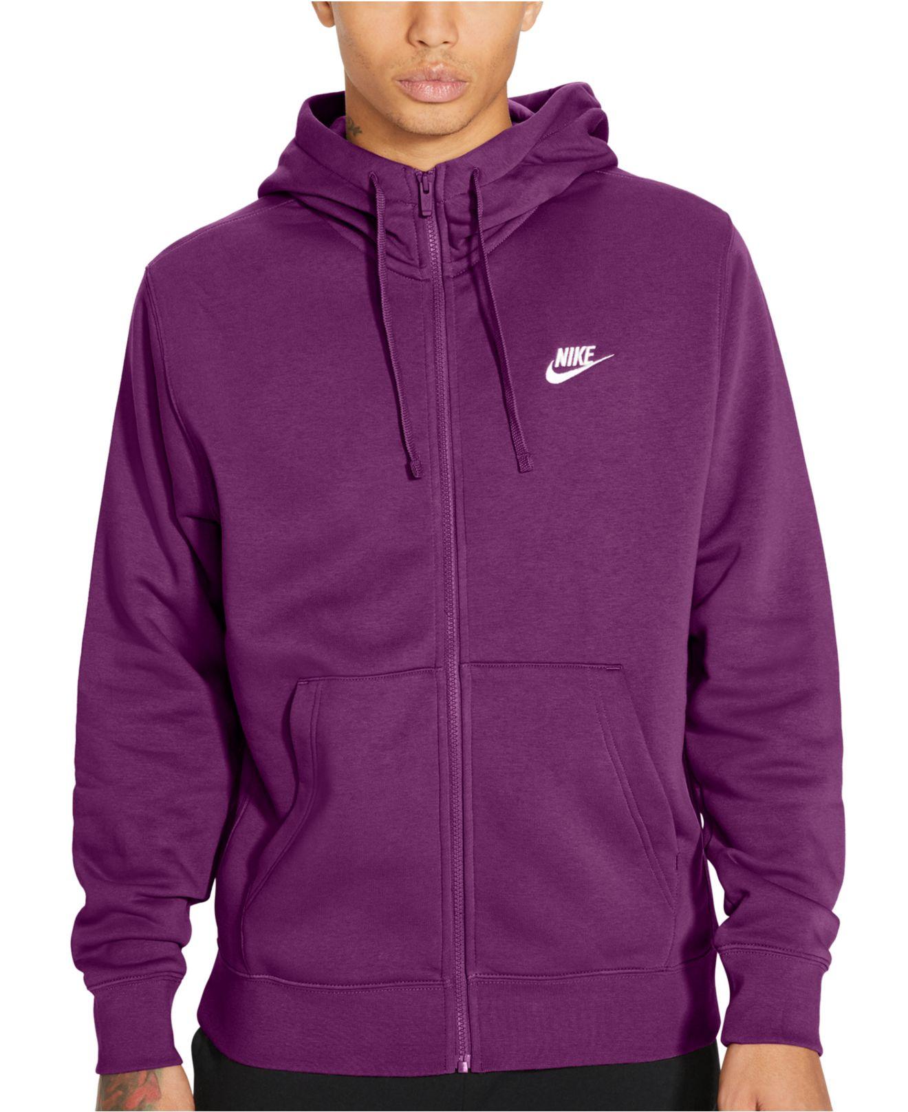 Nike Club Fleece Full-zip Hoodie in Purple for Men | Lyst