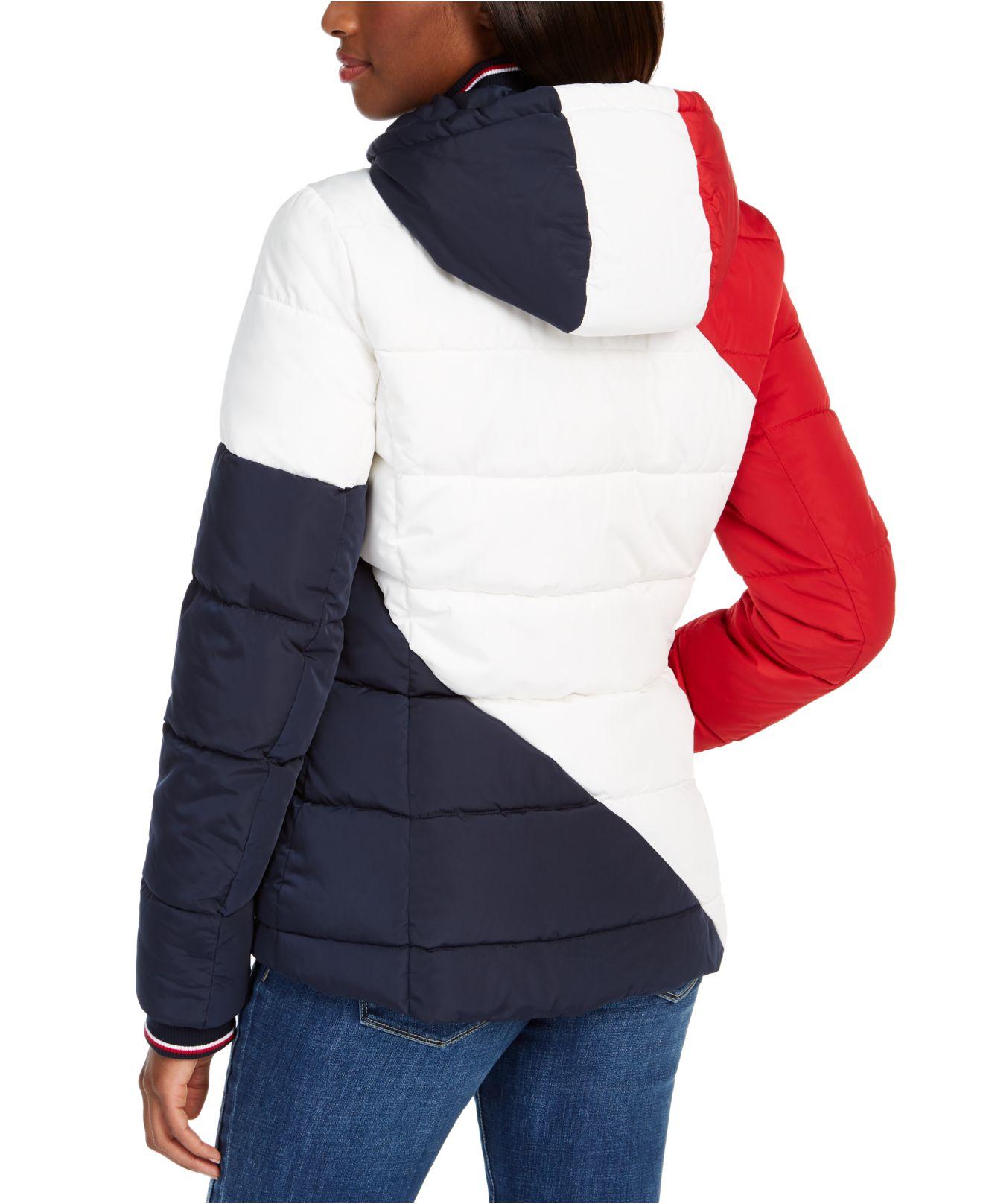Tommy Hilfiger Synthetic Diagonal Puffer Coat in Blue - Lyst