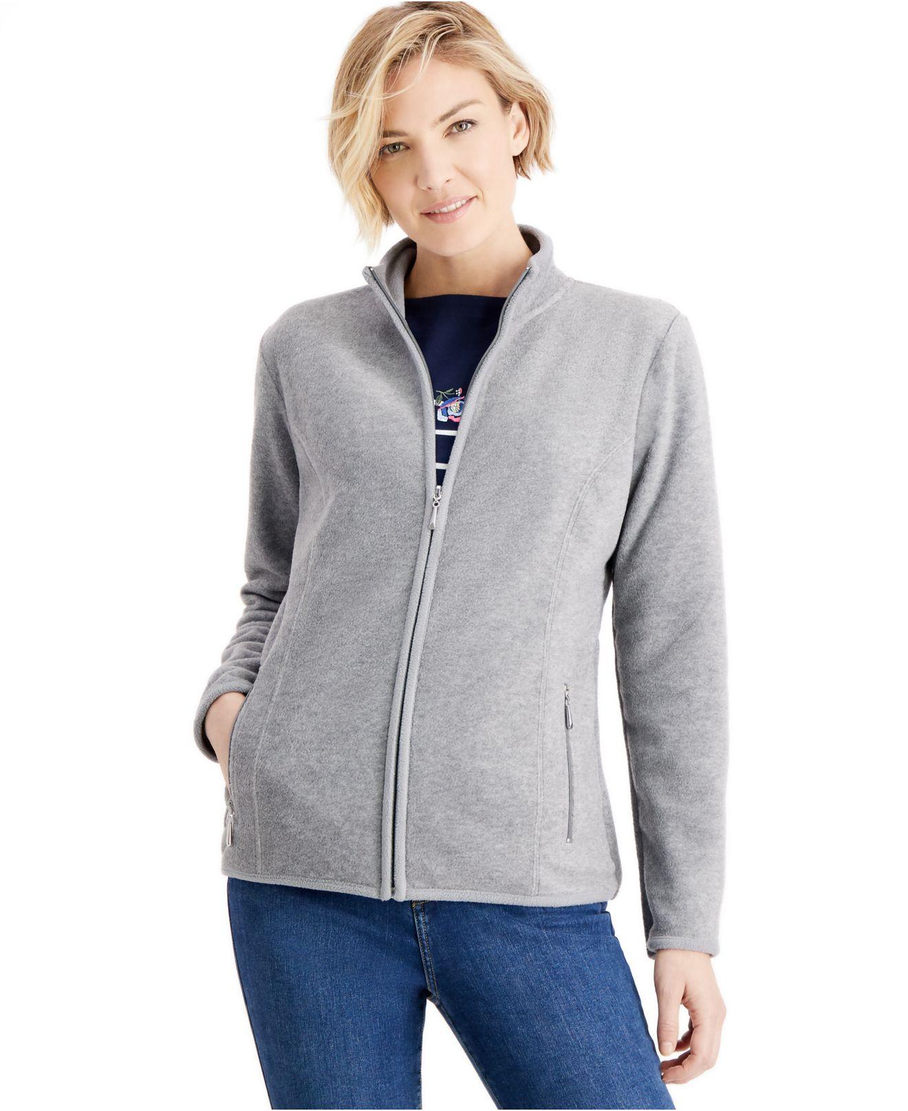 Karen Scott Sport Zip-up Zeroproof Fleece Jacket, Created For Macy's in  Gray