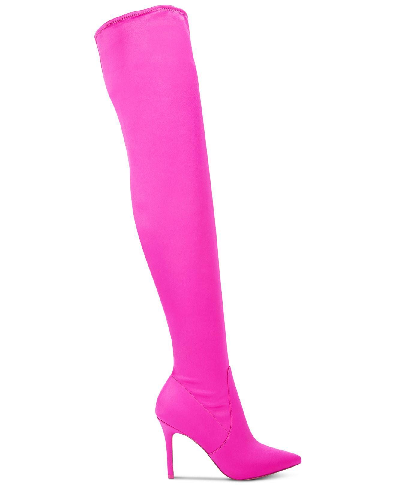 To grader skam Goneryl ALDO Sailors Satin Stretch Over-the-knee Dress Boots in Pink | Lyst