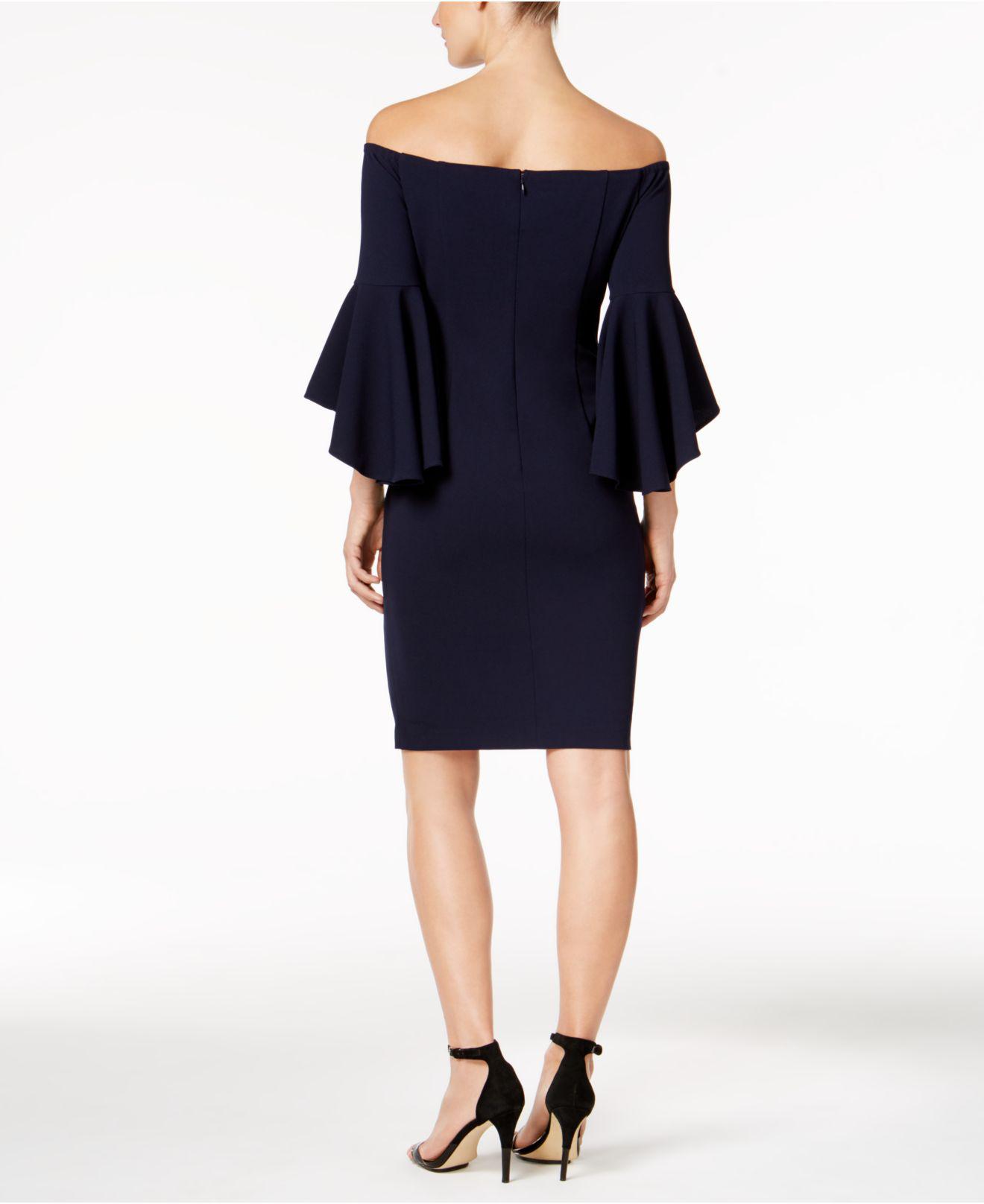 calvin klein off the shoulder gown
