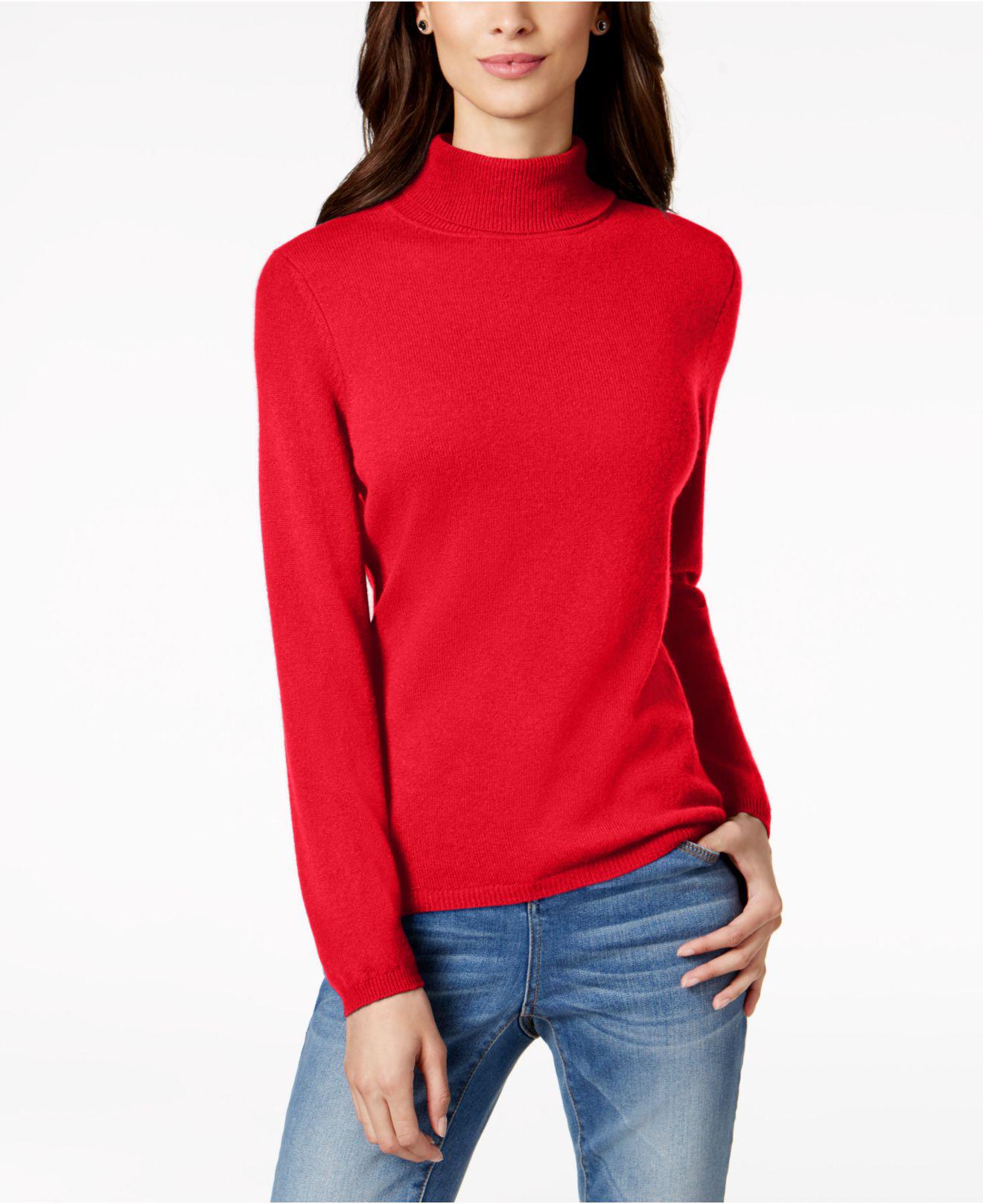 Charter Club Cashmere Turtleneck Sweater in Red - Lyst