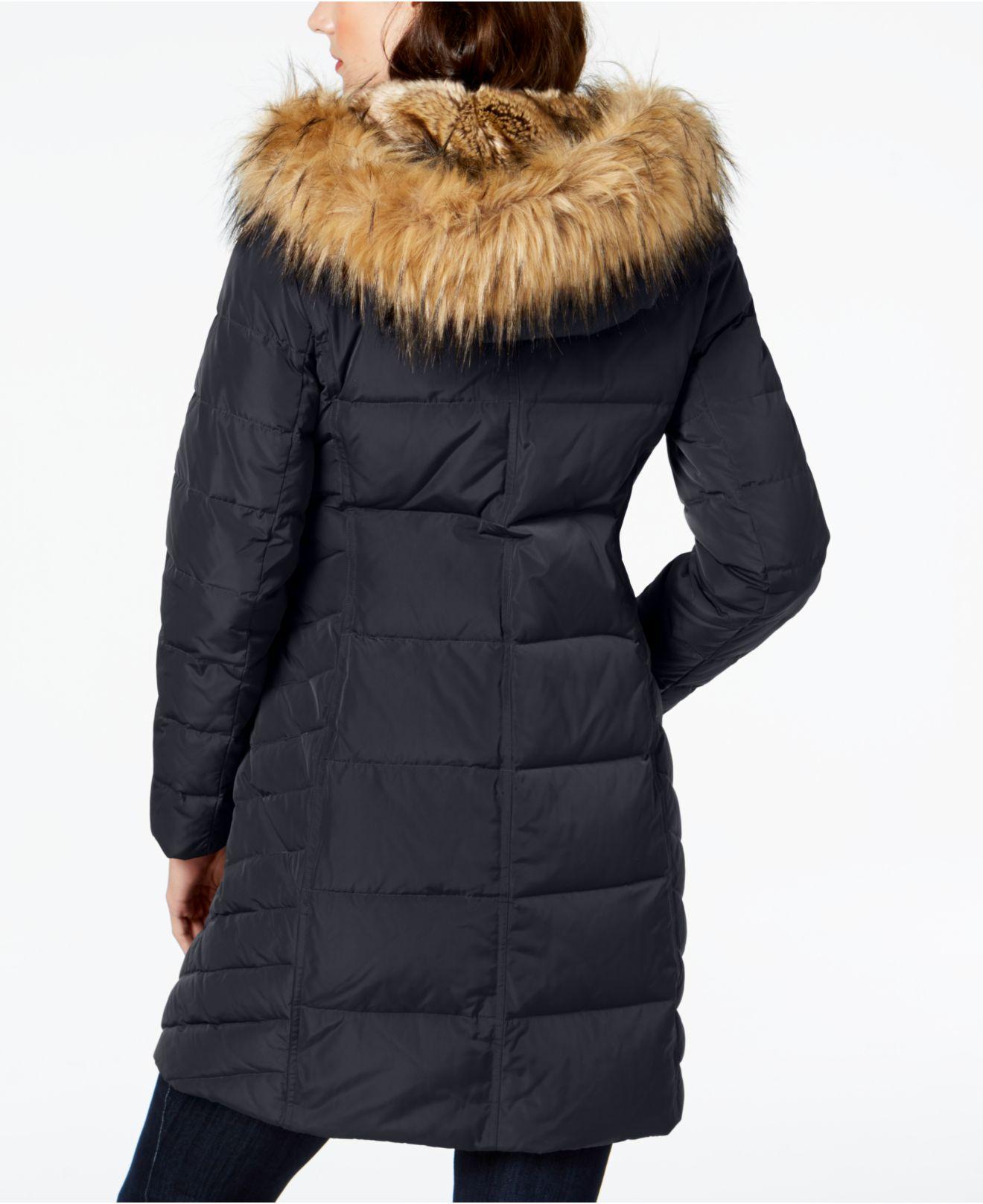 Cole haan faux fur trim coat Clearance
