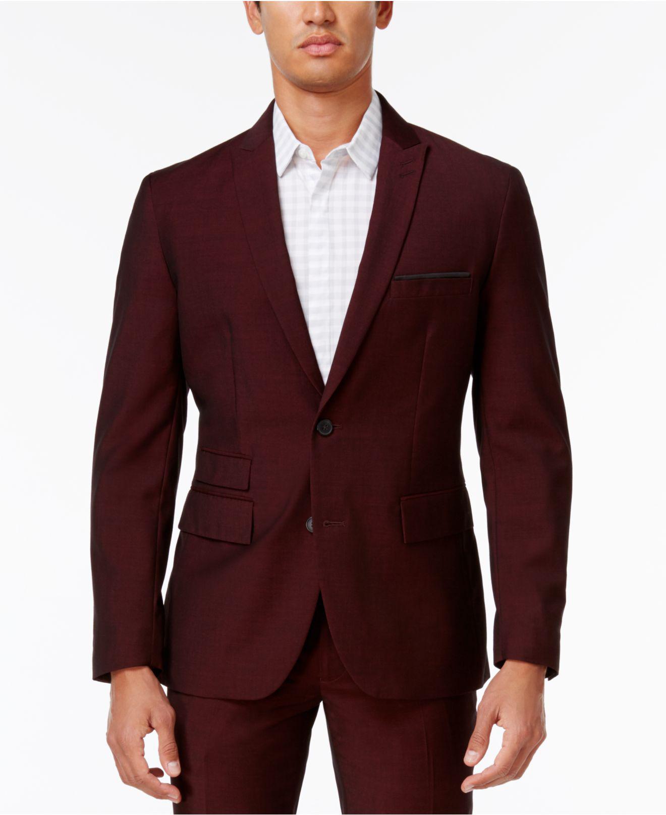 INC International Concepts Men's Slim-fit Burgundy Blazer in Purple for Men