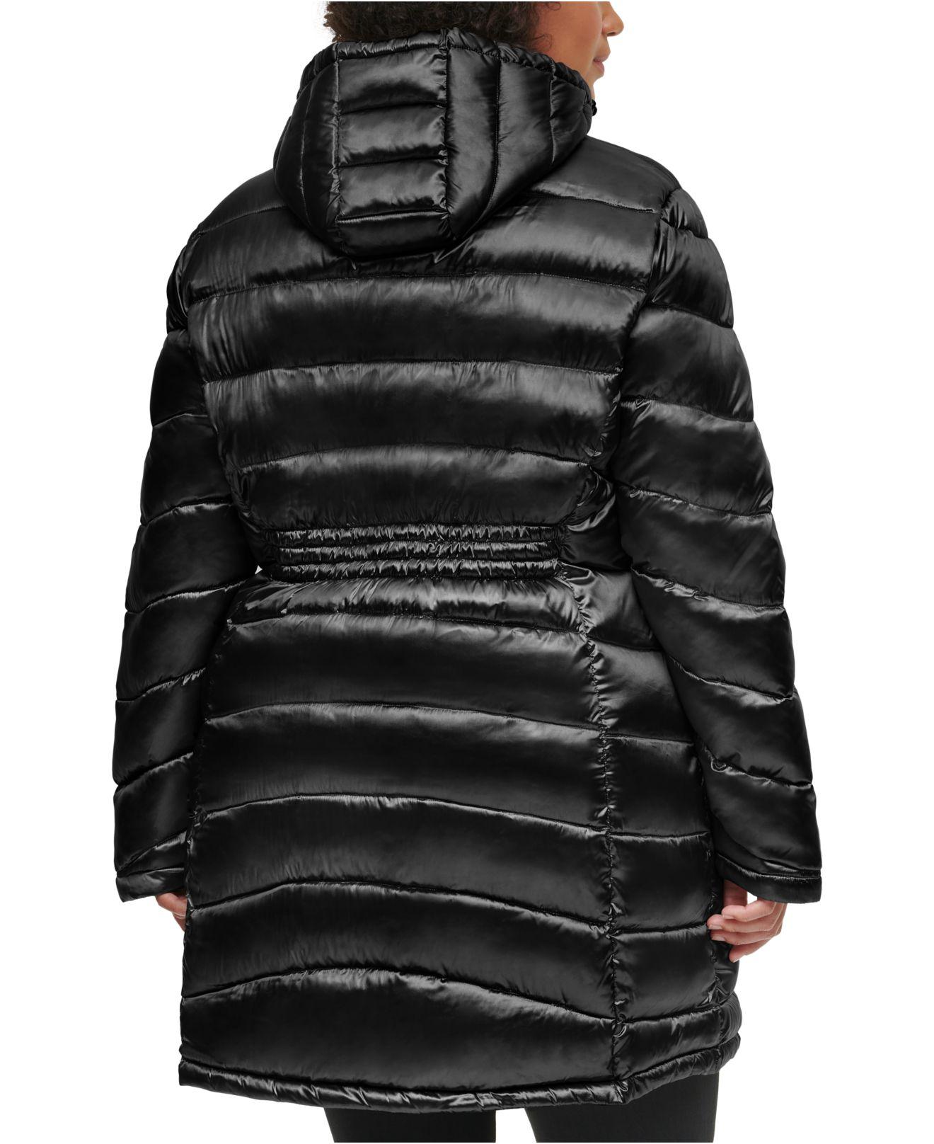 macy's calvin klein hooded puffer coat