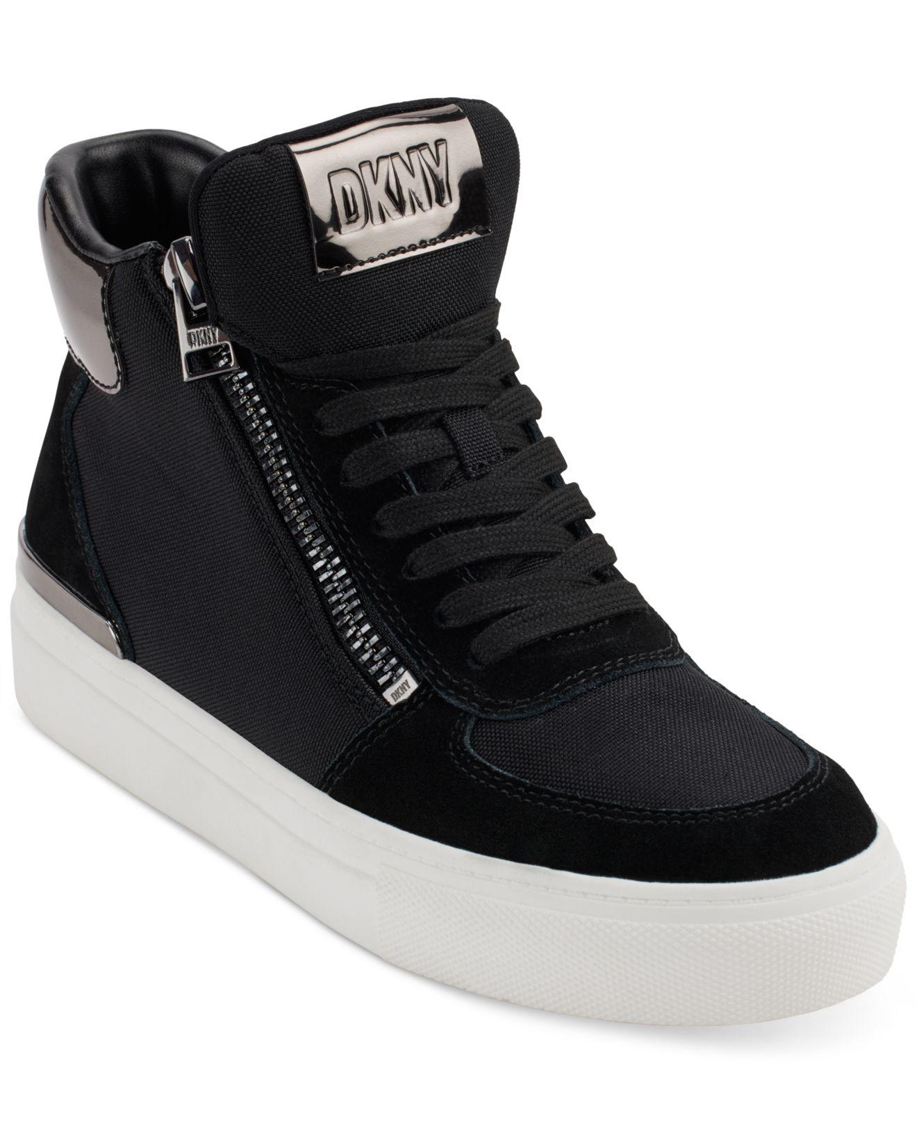 DKNY Cindell Lace up Zipper High Top Sneakers in Black Lyst