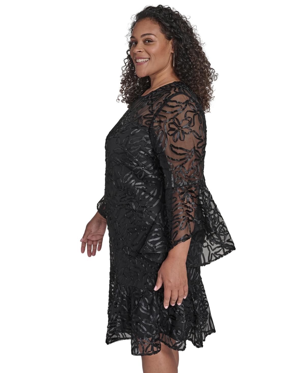 Jessica Howard Plus Size Textured Boat Neck A-line Dress in Black | Lyst