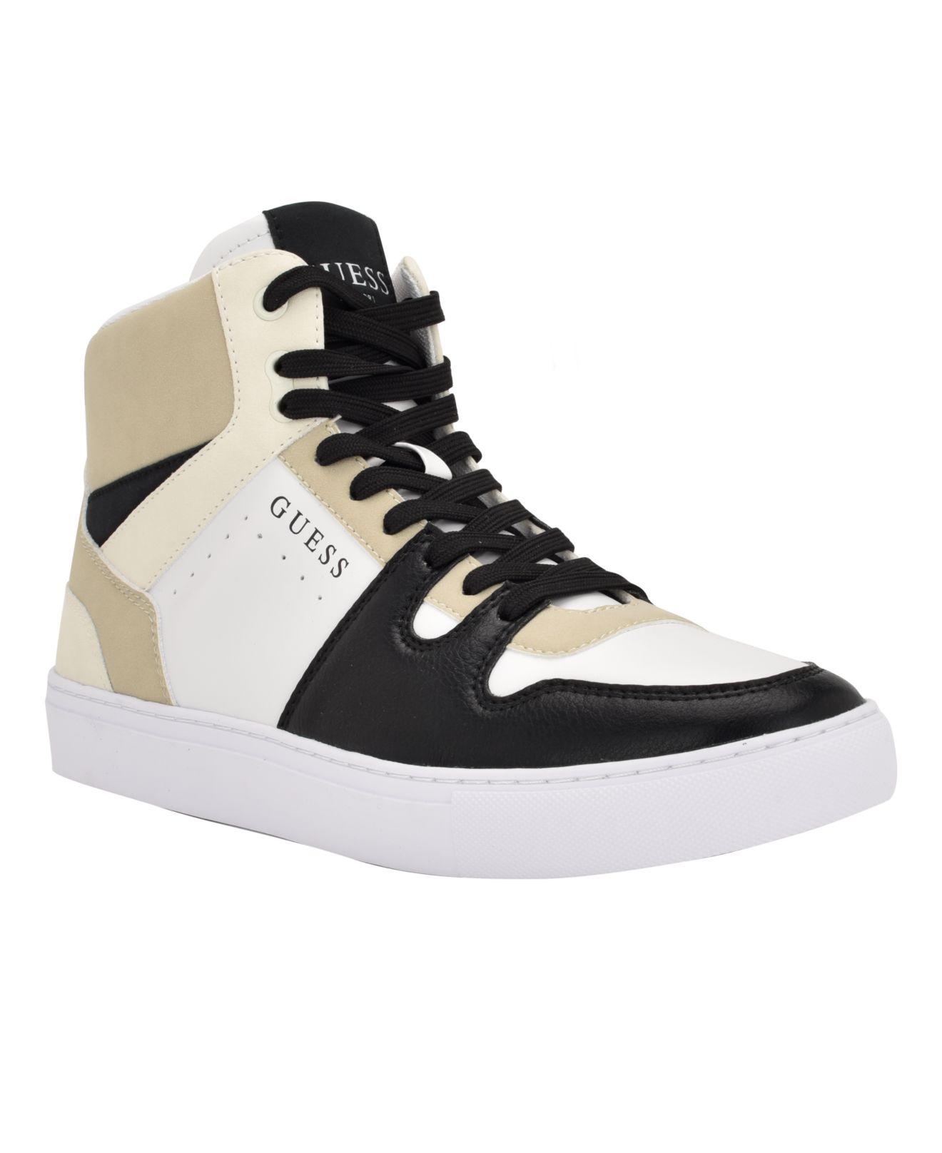 Guess Bordo High Top Casual Lace Up Sneakers in White for Men | Lyst