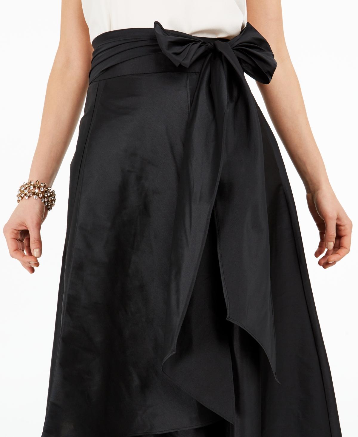 Black satin 2025 high low skirt