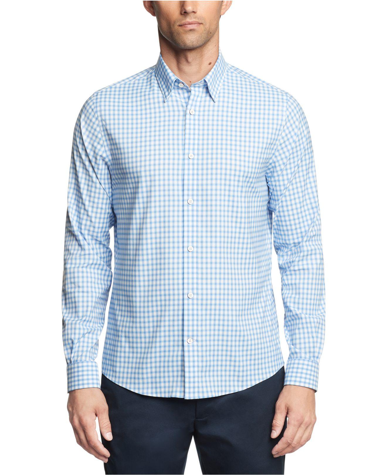Tommy Hilfiger Tech The No Tuck Slim Fit Stretch Dress Shirt in Blue