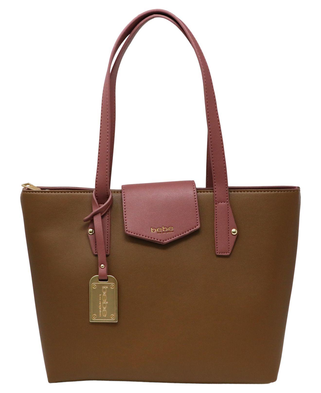 Bebe Karla Two Tone Tote In Taupe Rose Brown Lyst