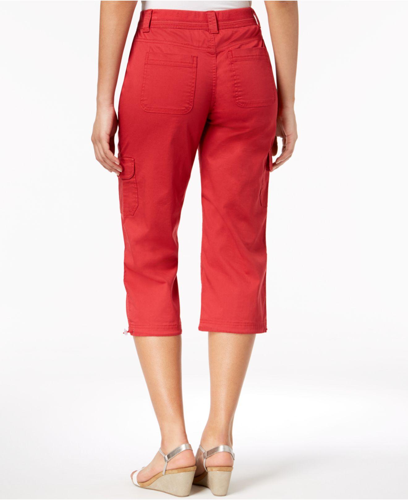 Style & Co. Cotton Capri Cargo Pants, Created For Macy's in Red - Lyst