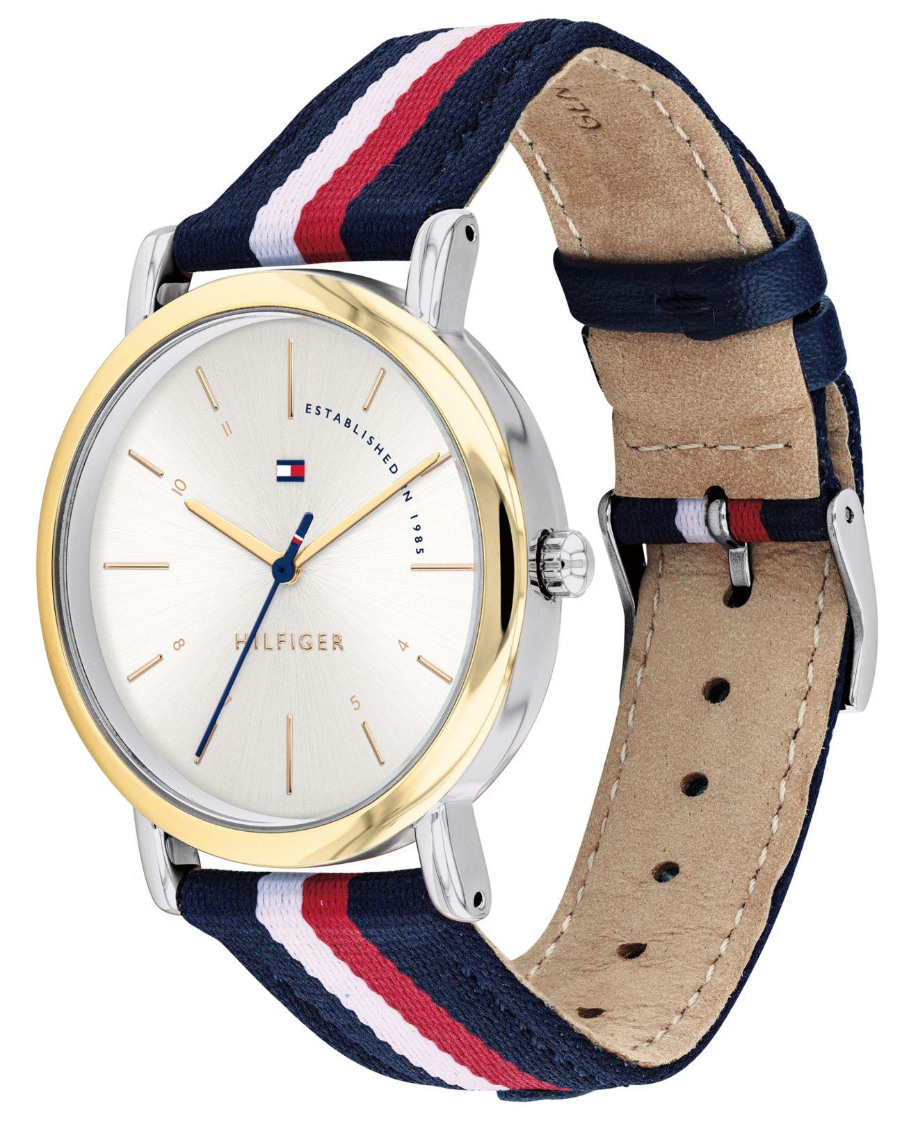 Tommy Hilfiger Red, White, & Blue Nylon Strap Watch 35mm, Created For  Macy's | Lyst