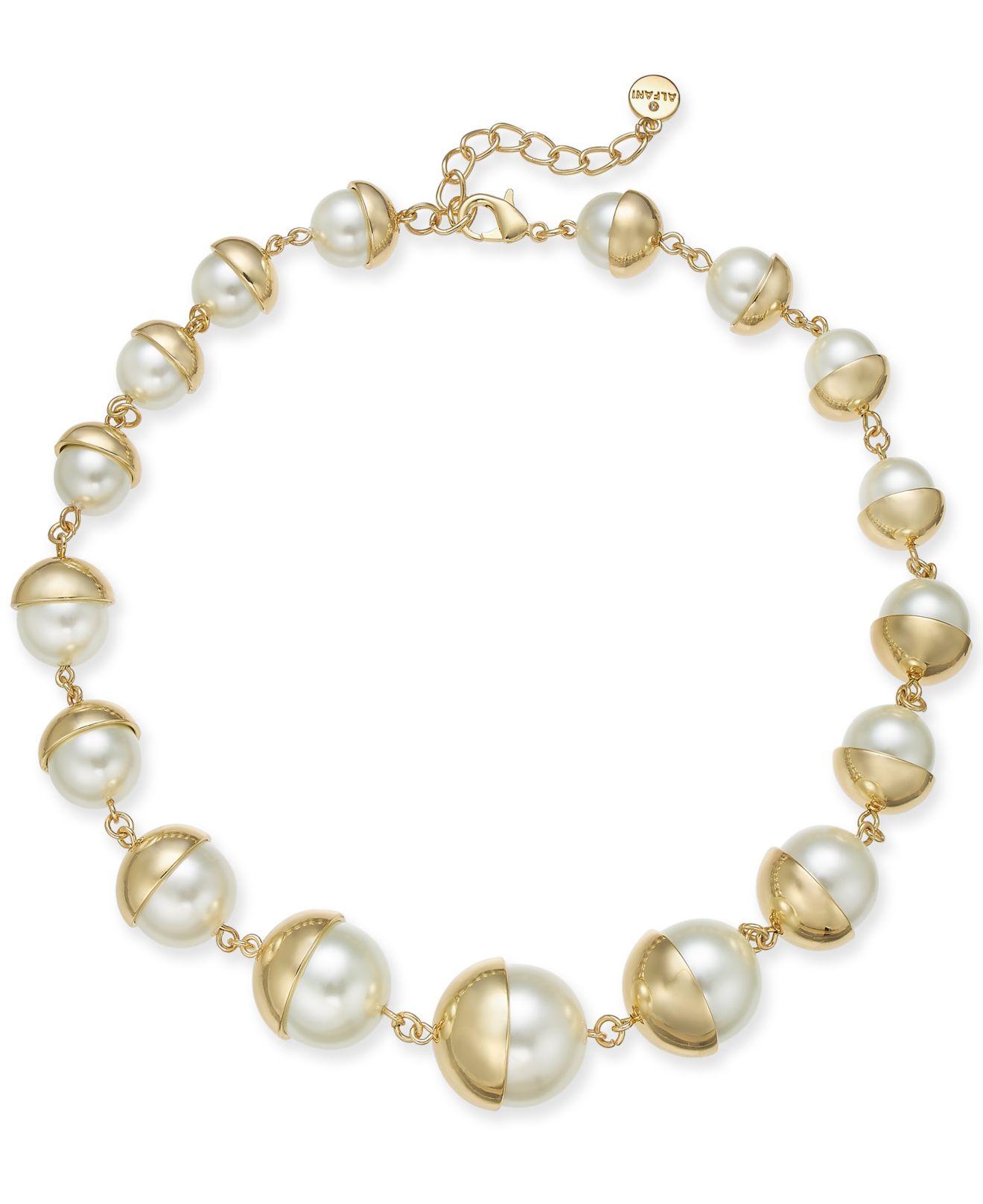 Alfani Imitation Pearl All-around Necklace, 19