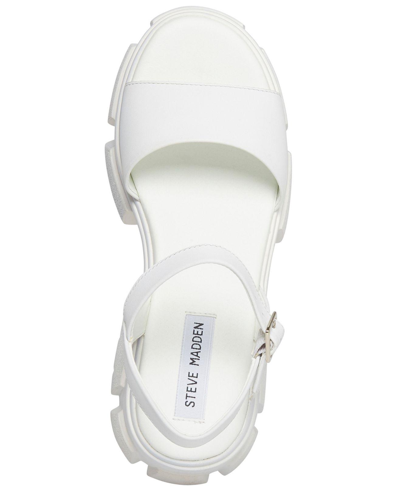 Steve Madden Leather Tazia Mega Lug Sandals in White | Lyst