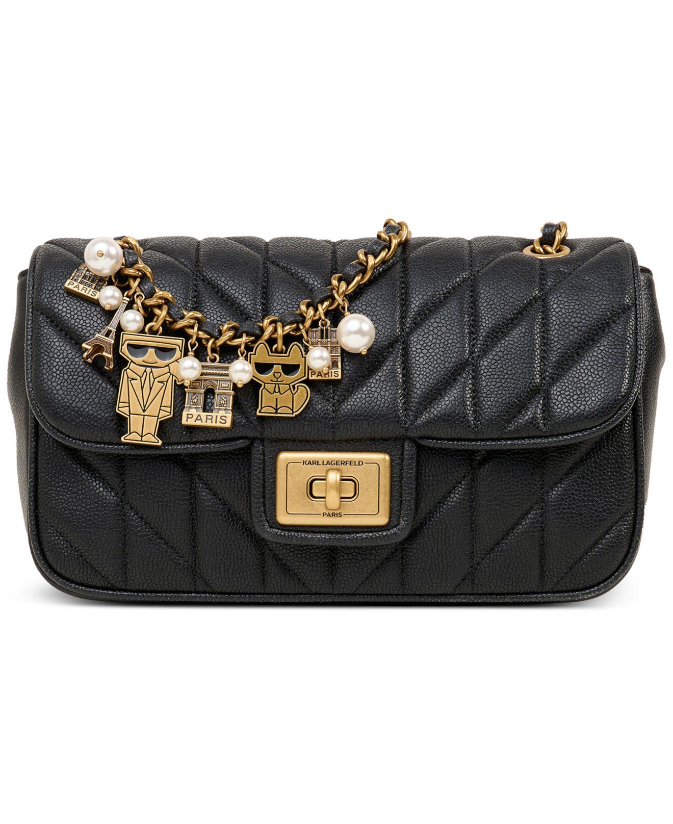Karl Lagerfeld Agyness Small Leather Shoulder Bag in Black Lyst
