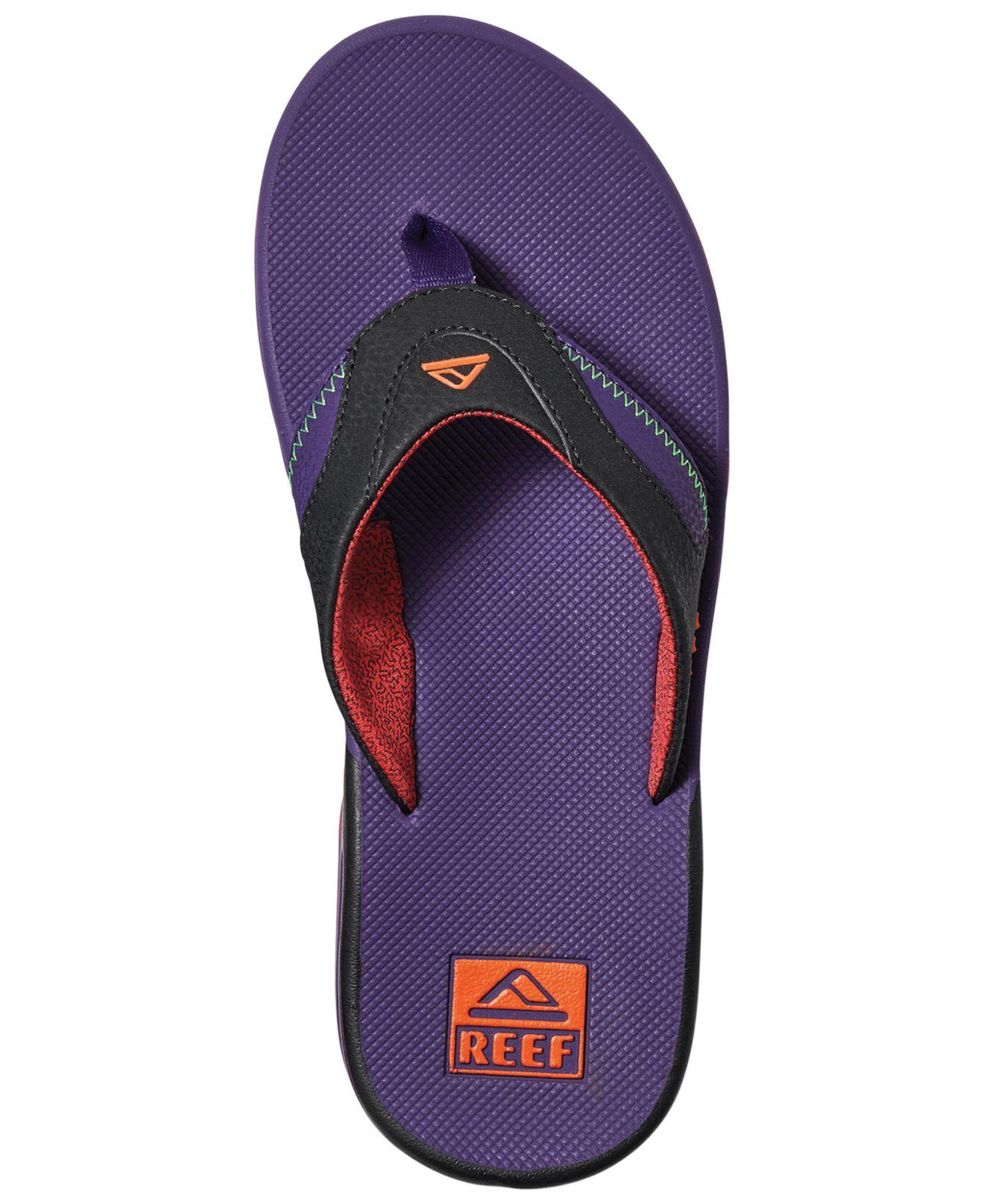 Reef Fanning Black Purple Bottle Opener Flip Flops Sandals Sz Size 