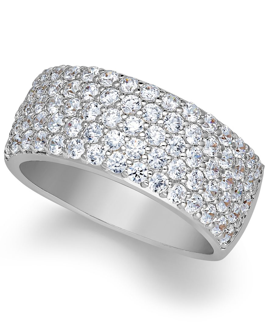 Arabella Sterling Silver Ring Swarovski Zirconia Pave Band In Metallic 
