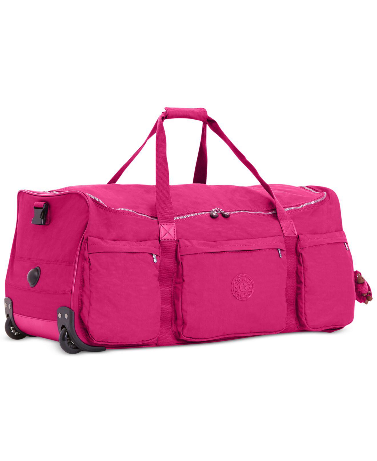 Rolling Duffle Bag with Wheels,Travel Bag with Wheels Roller Carry on Duffle  Bag Wheeled Duffel Luggage Overnight Bags Weekender Bags for Women-Pink
