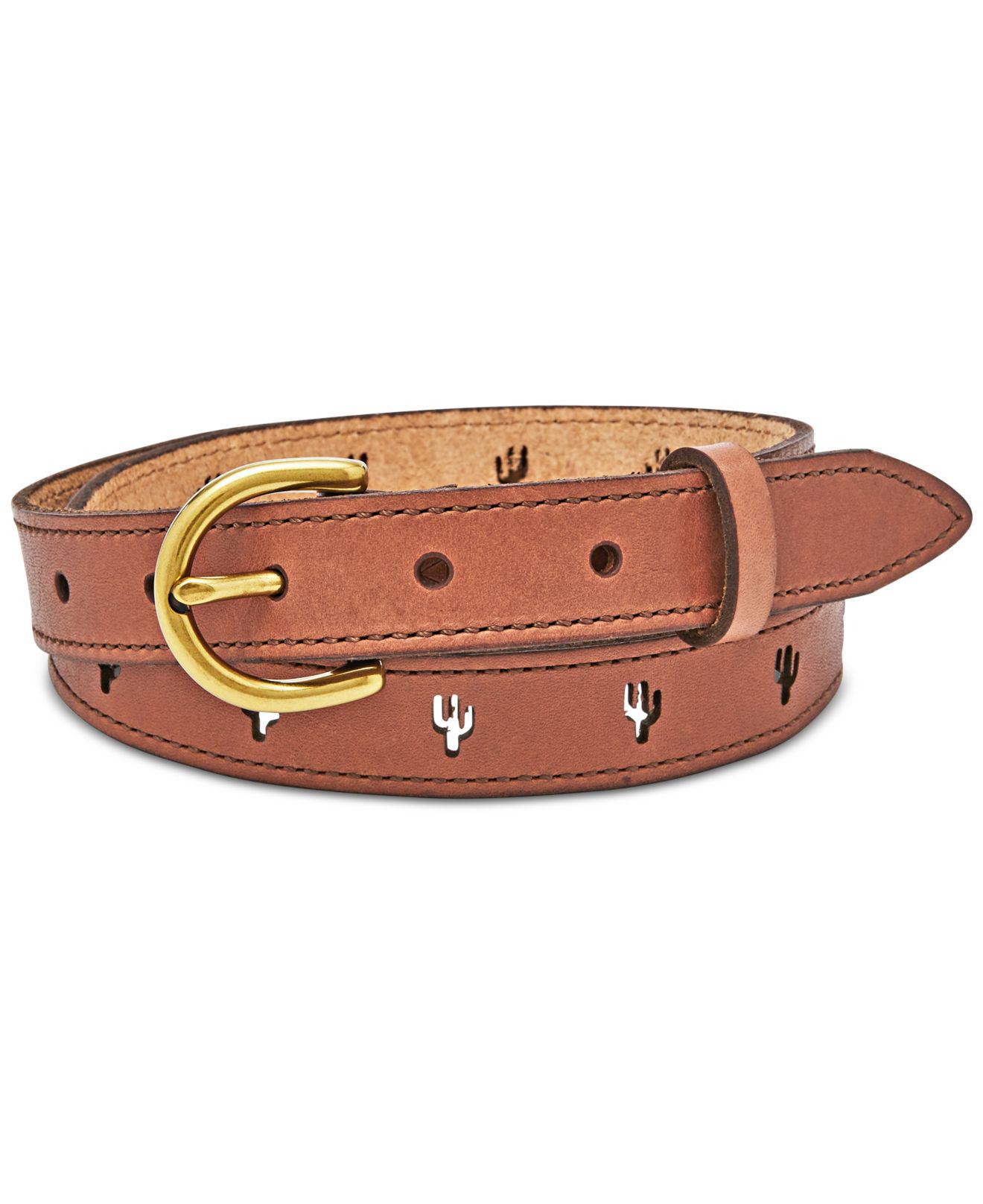 Fossil Skinny Cactus Leather Belt in 