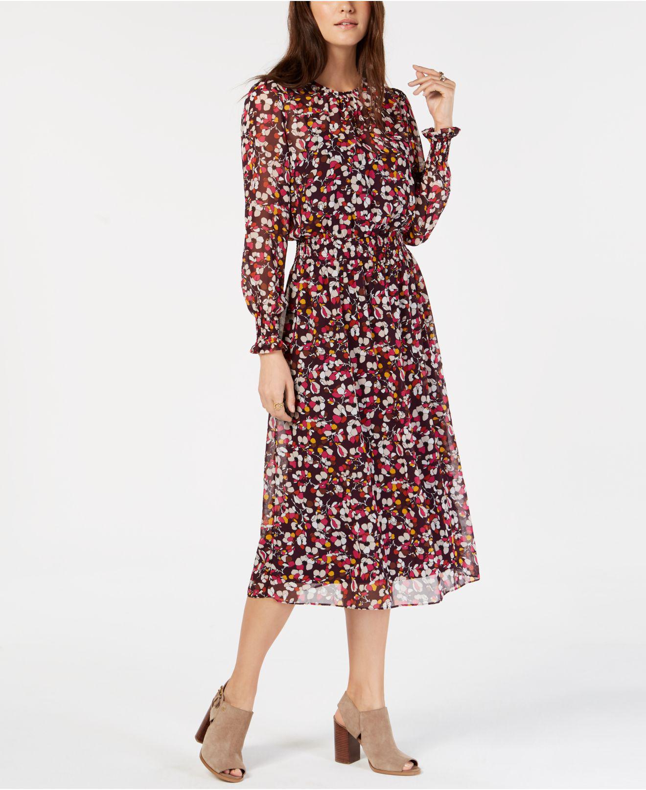 Tommy Hilfiger Smocked Floralprint Dress in Red Lyst