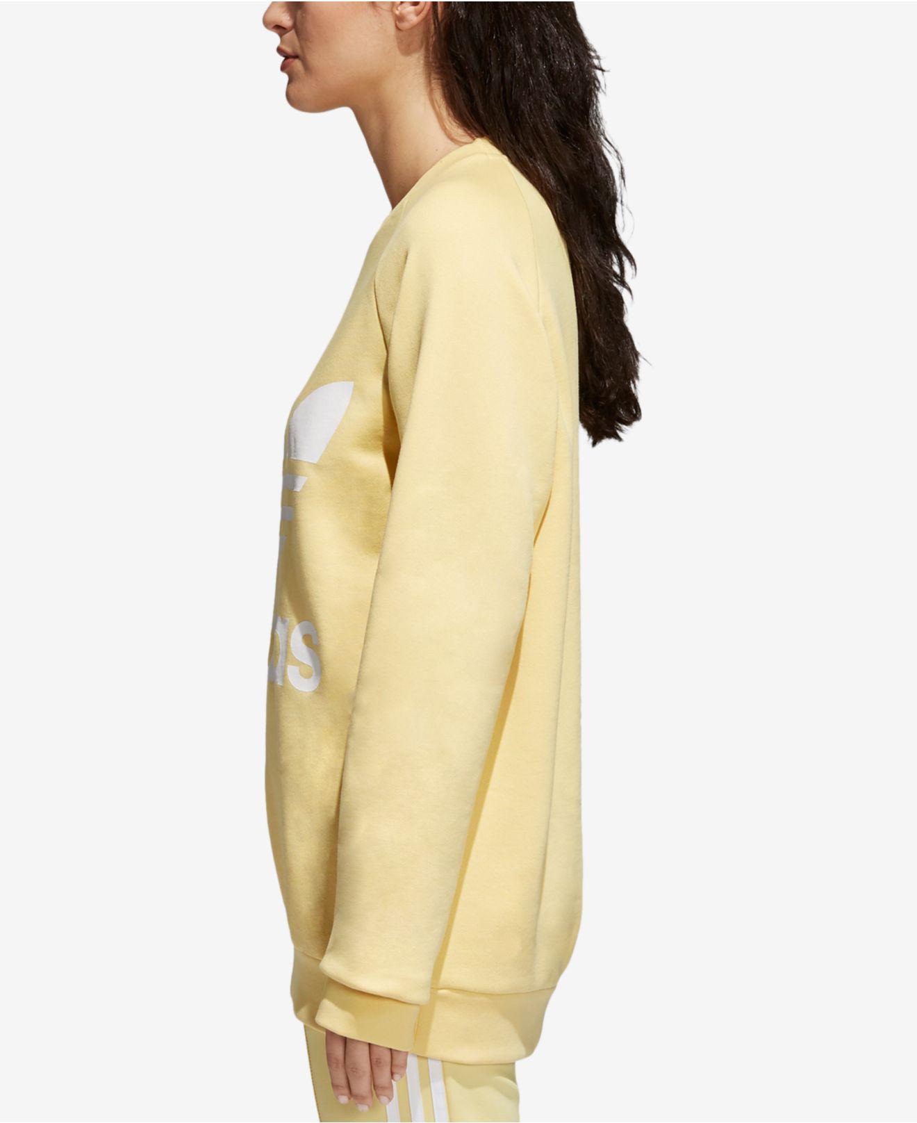 adidas originals trefoil oversized sweatshirt in yellow