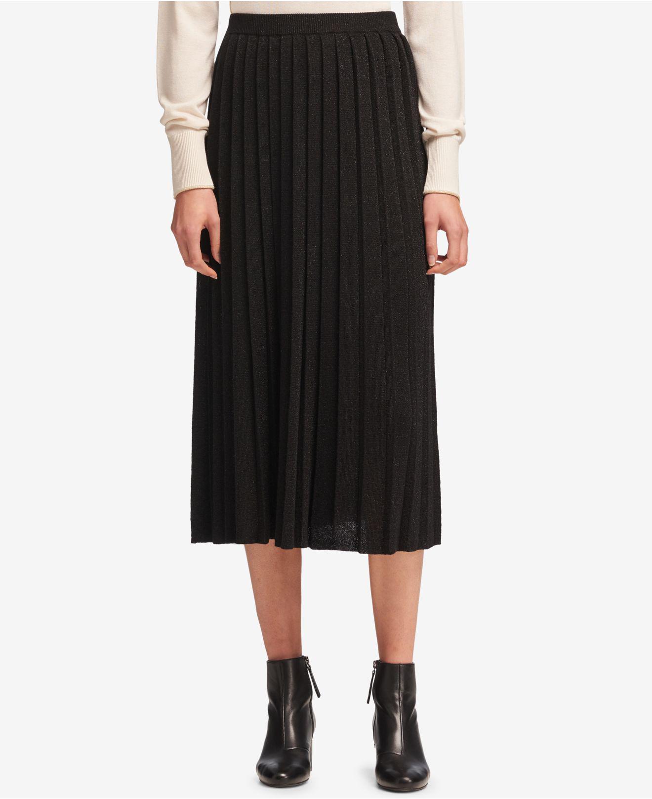DKNY Synthetic Pleated Pull-on Midi Skirt, Created For Macy's in Black ...