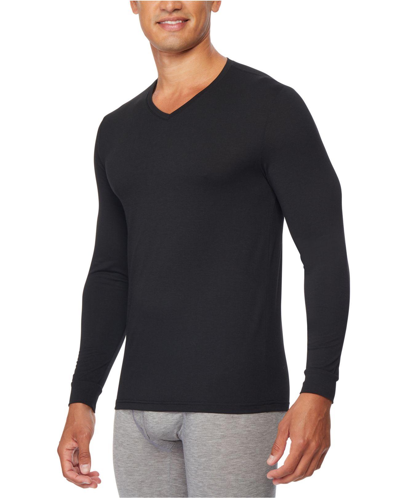 32 Degrees Synthetic Heat Plus Long-sleeve V-neck Shirt in Black for ...